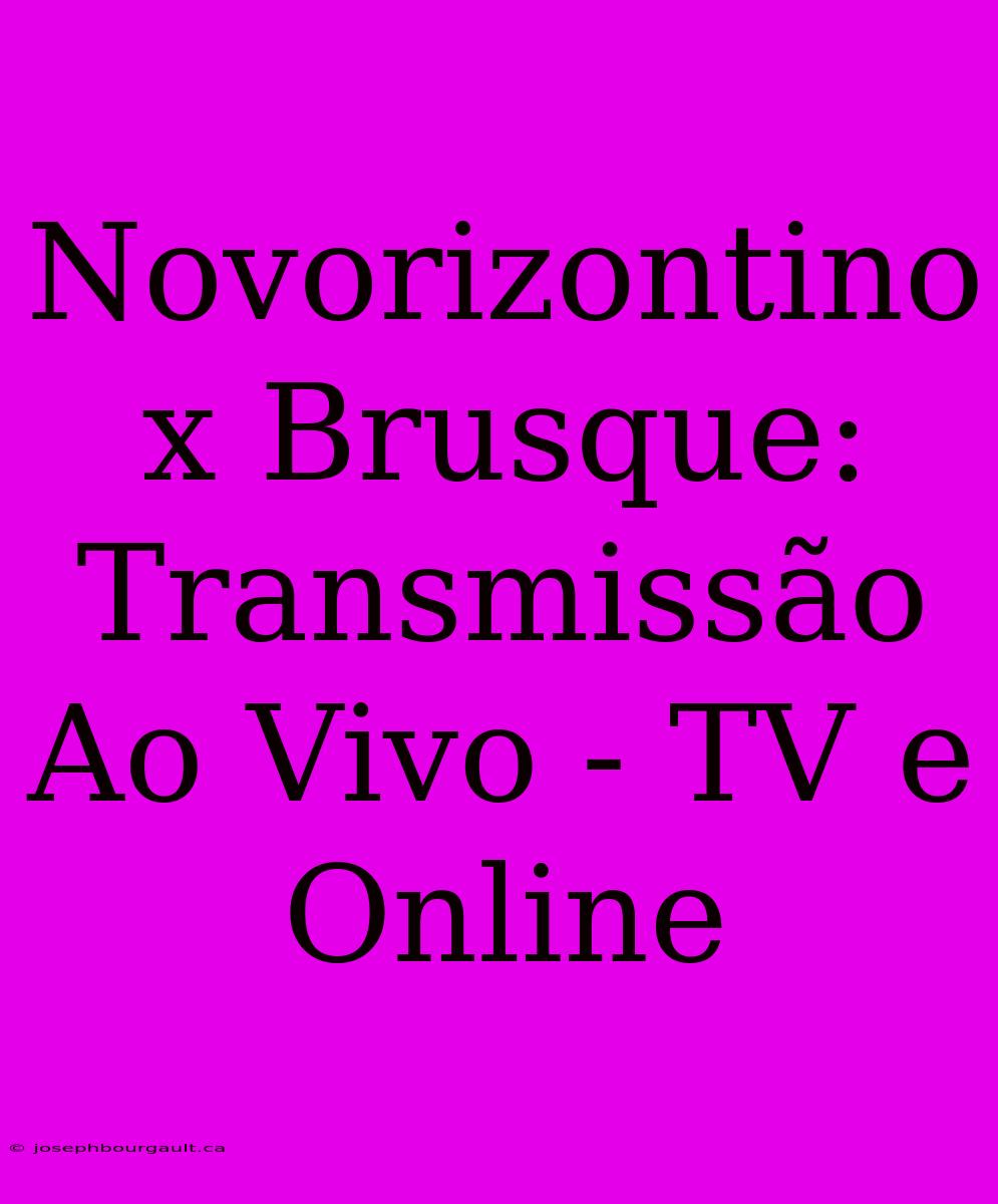 Novorizontino X Brusque: Transmissão Ao Vivo - TV E Online