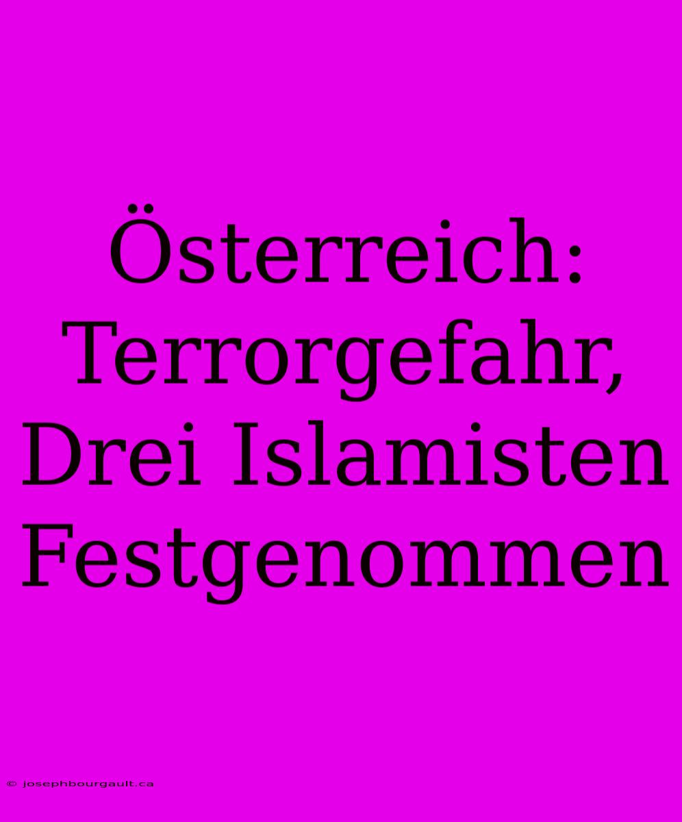 Österreich: Terrorgefahr, Drei Islamisten Festgenommen