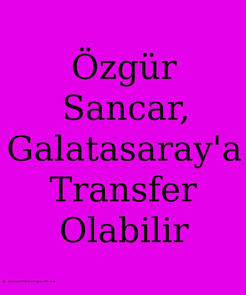 Özgür Sancar, Galatasaray'a Transfer Olabilir