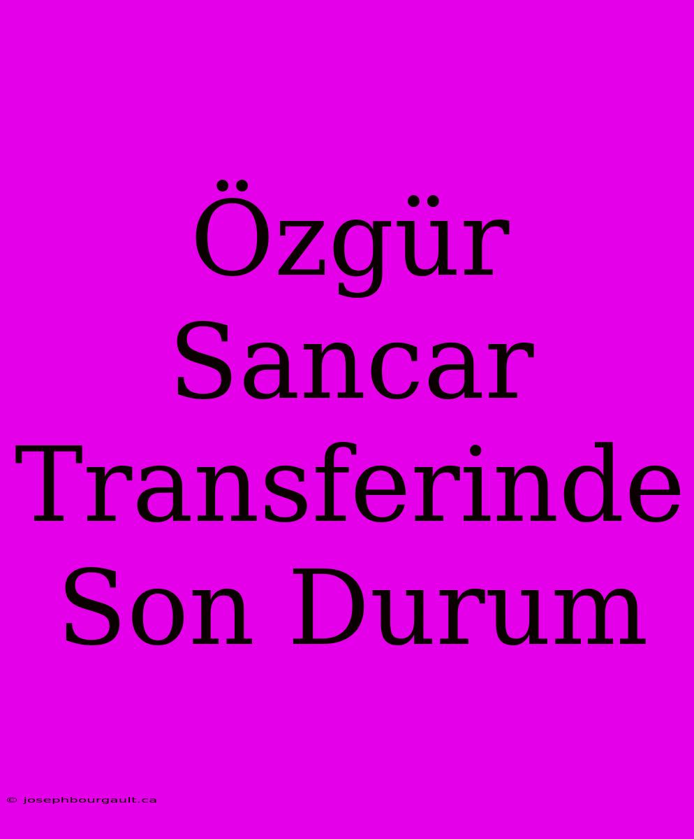 Özgür Sancar Transferinde Son Durum