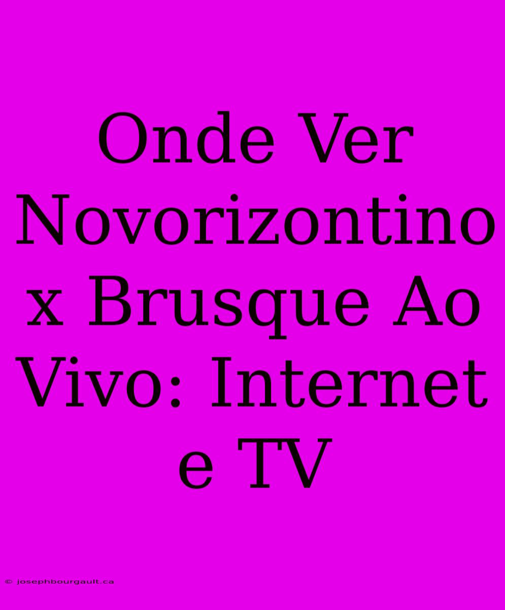 Onde Ver Novorizontino X Brusque Ao Vivo: Internet E TV