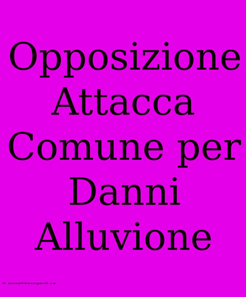 Opposizione Attacca Comune Per Danni Alluvione