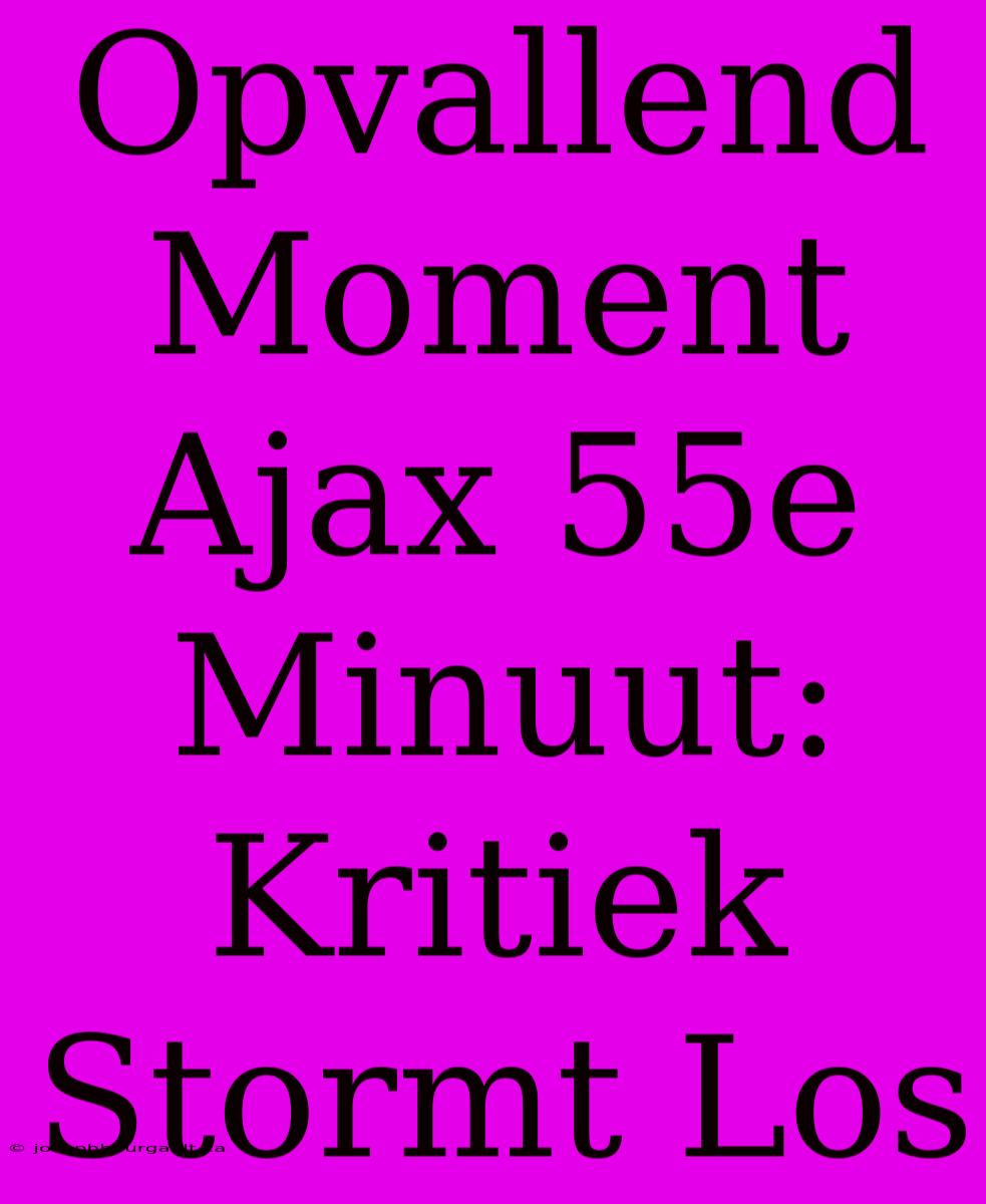 Opvallend Moment Ajax 55e Minuut: Kritiek Stormt Los