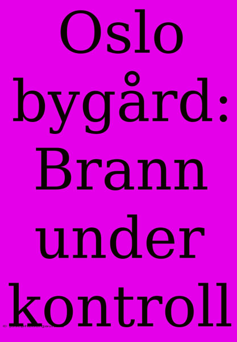 Oslo Bygård: Brann Under Kontroll