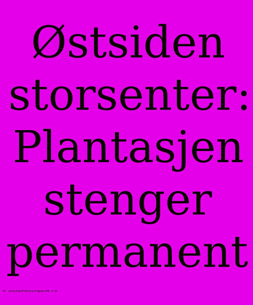 Østsiden Storsenter: Plantasjen Stenger Permanent