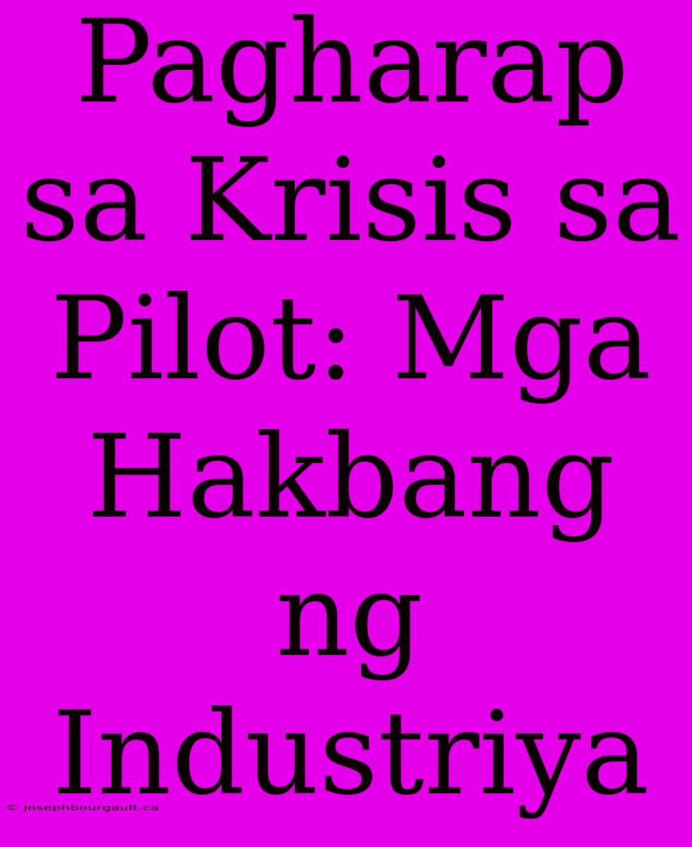 Pagharap Sa Krisis Sa Pilot: Mga Hakbang Ng Industriya