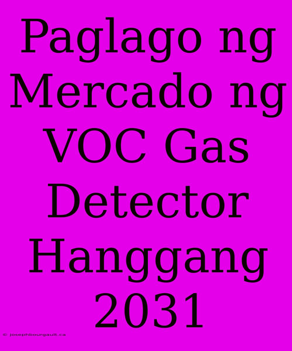 Paglago Ng Mercado Ng VOC Gas Detector Hanggang 2031