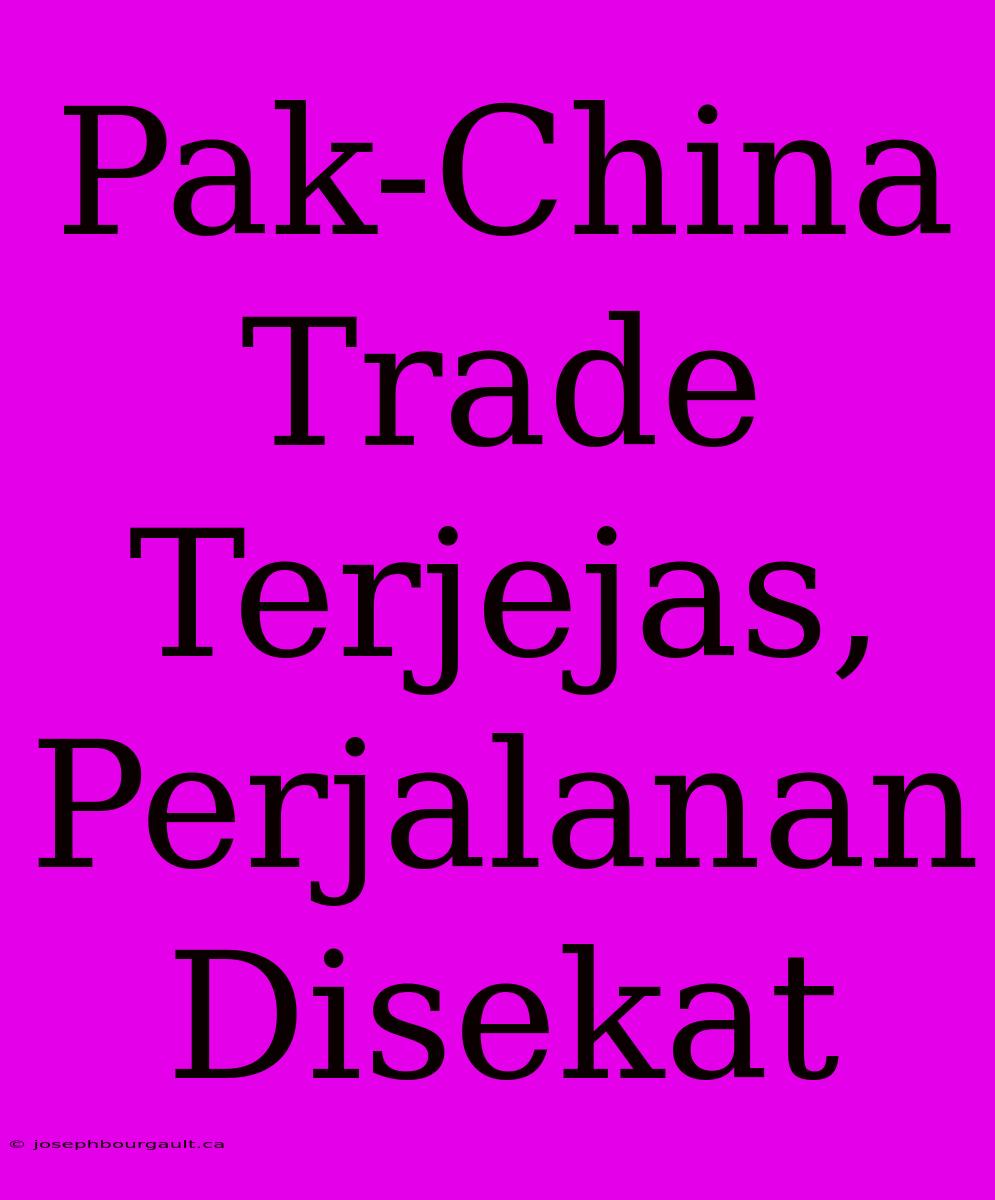 Pak-China Trade Terjejas, Perjalanan Disekat