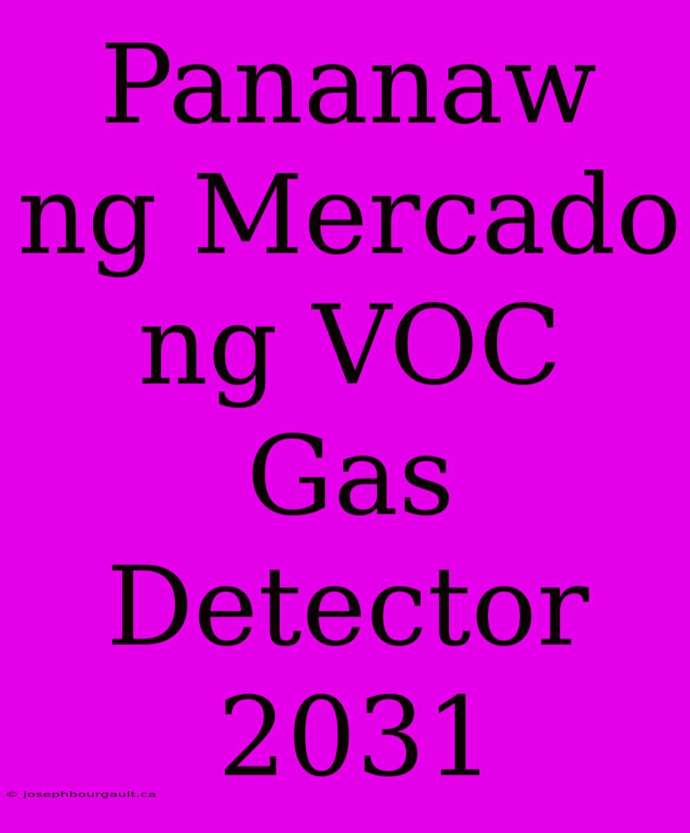 Pananaw Ng Mercado Ng VOC Gas Detector 2031