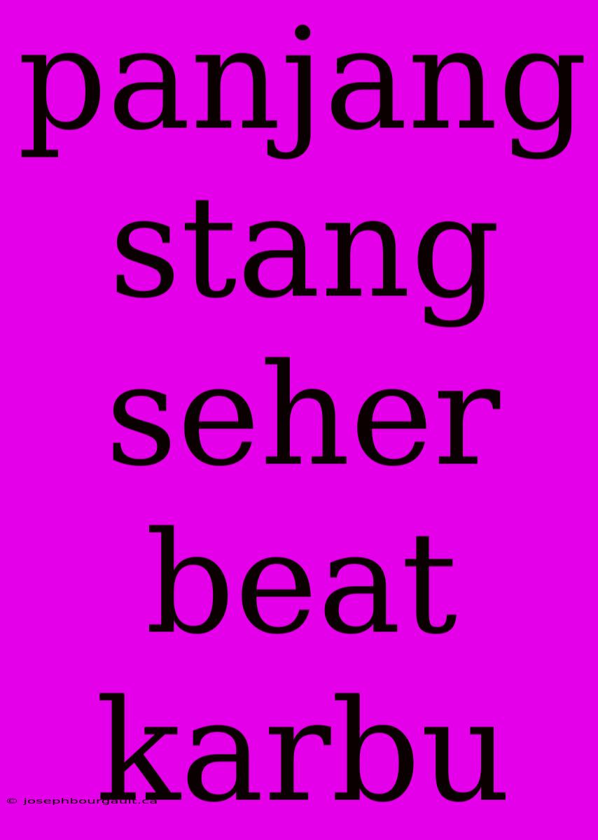 Panjang Stang Seher Beat Karbu