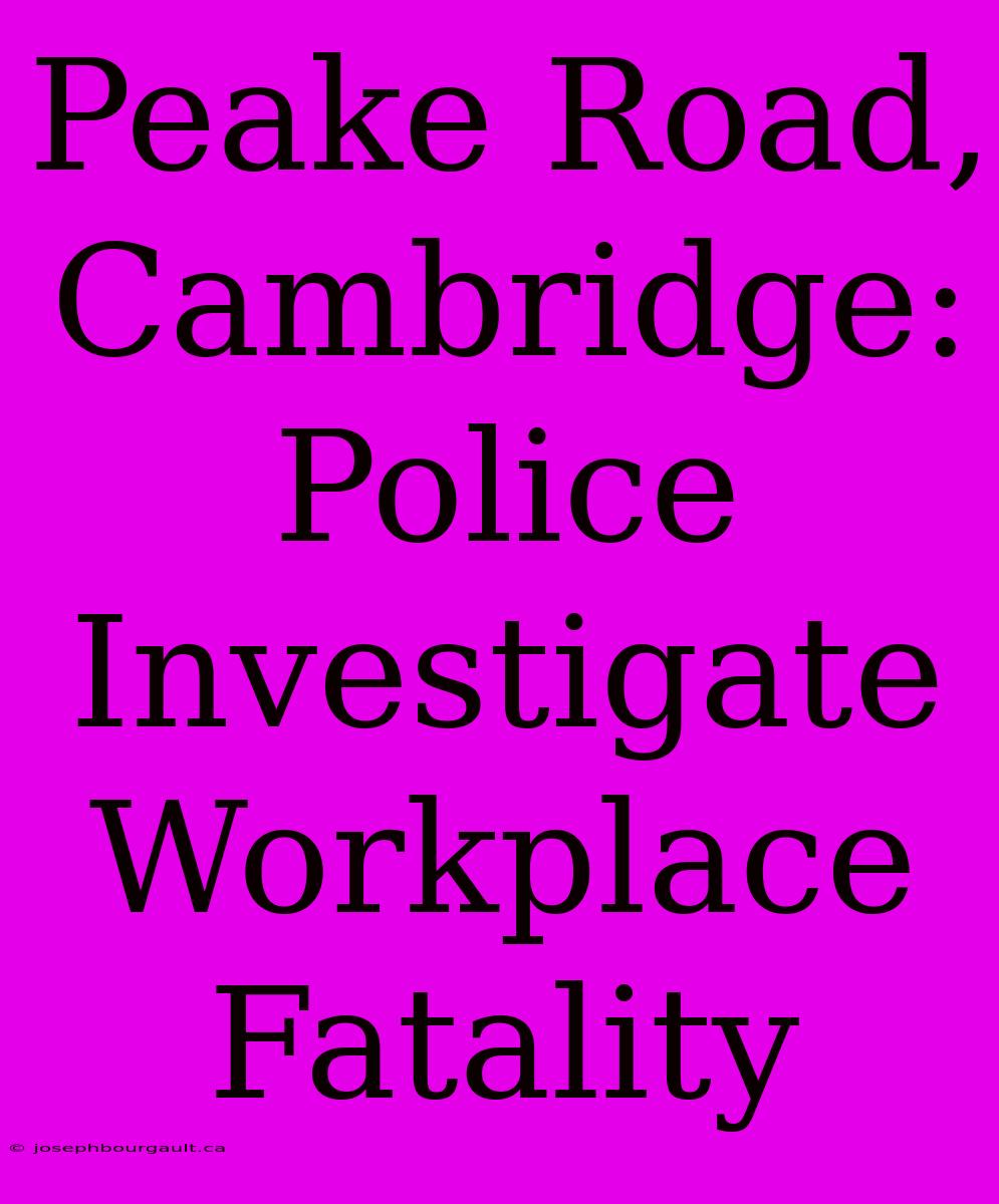 Peake Road, Cambridge: Police Investigate Workplace Fatality