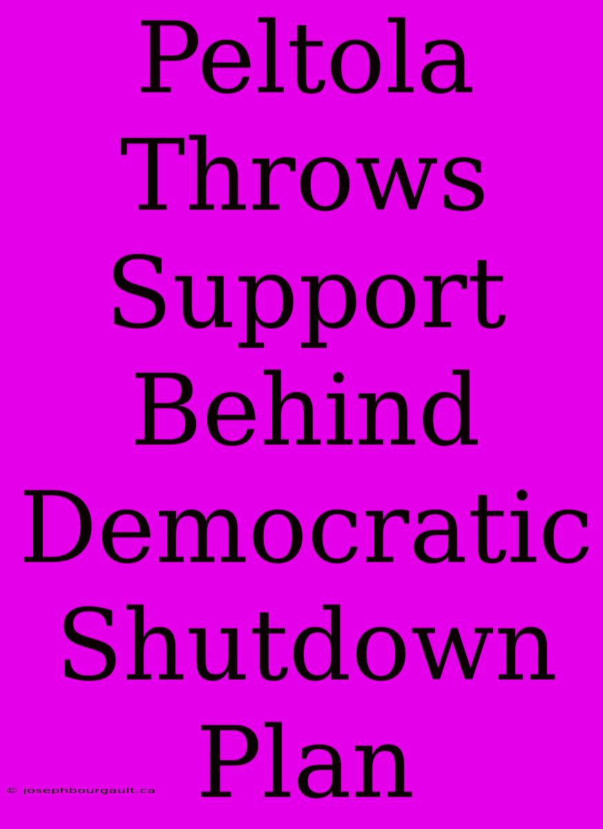 Peltola Throws Support Behind Democratic Shutdown Plan