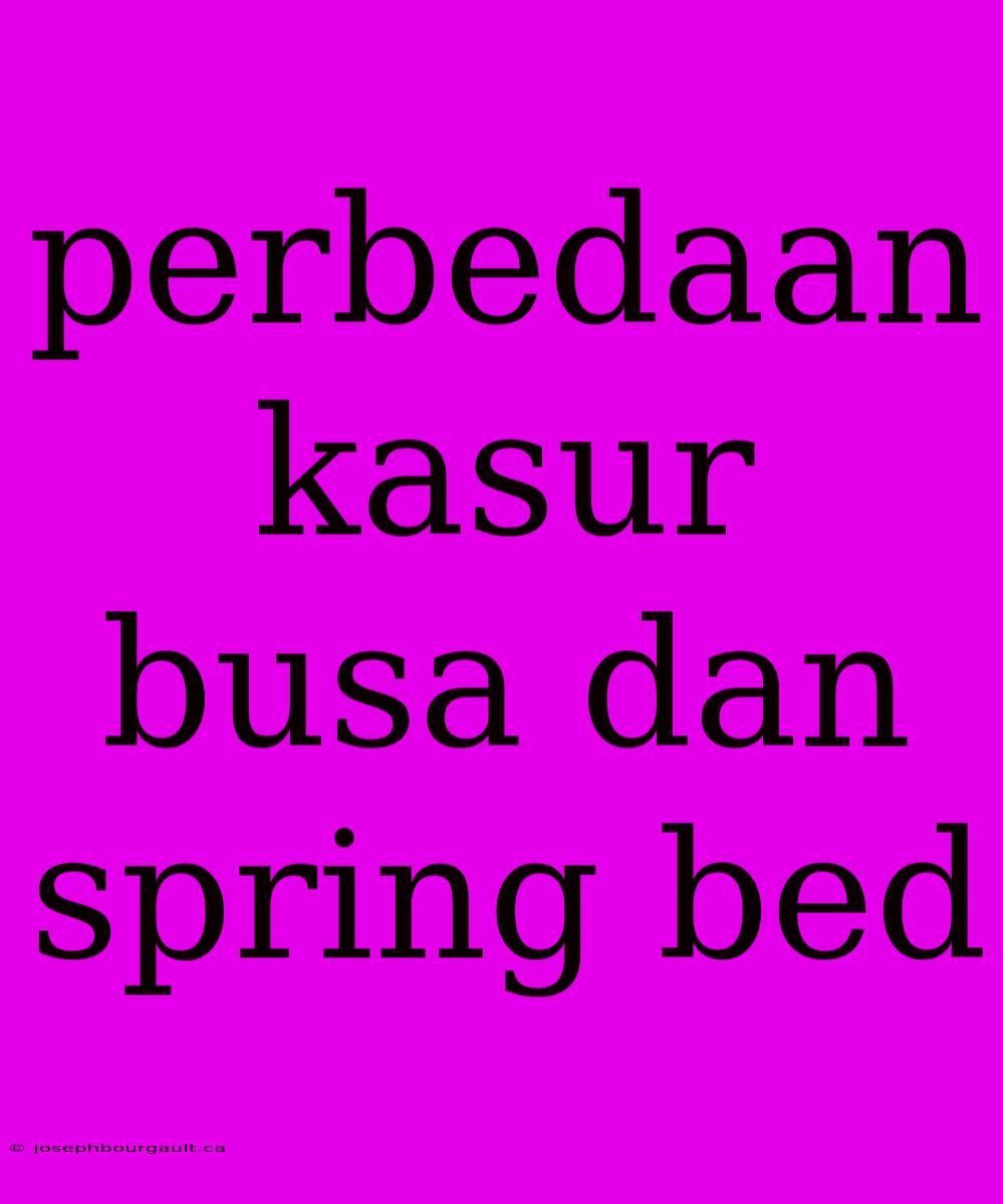 Perbedaan Kasur Busa Dan Spring Bed