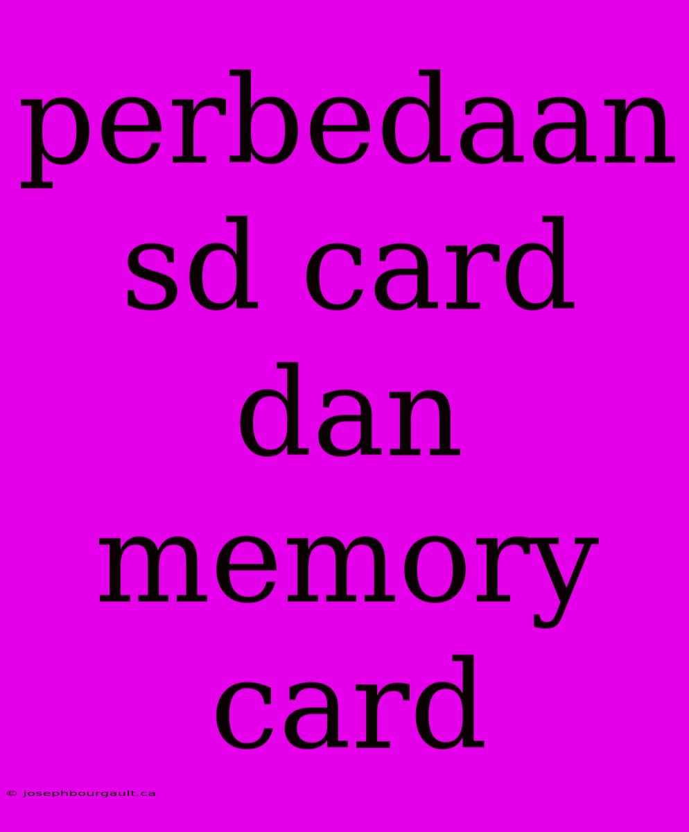 Perbedaan Sd Card Dan Memory Card