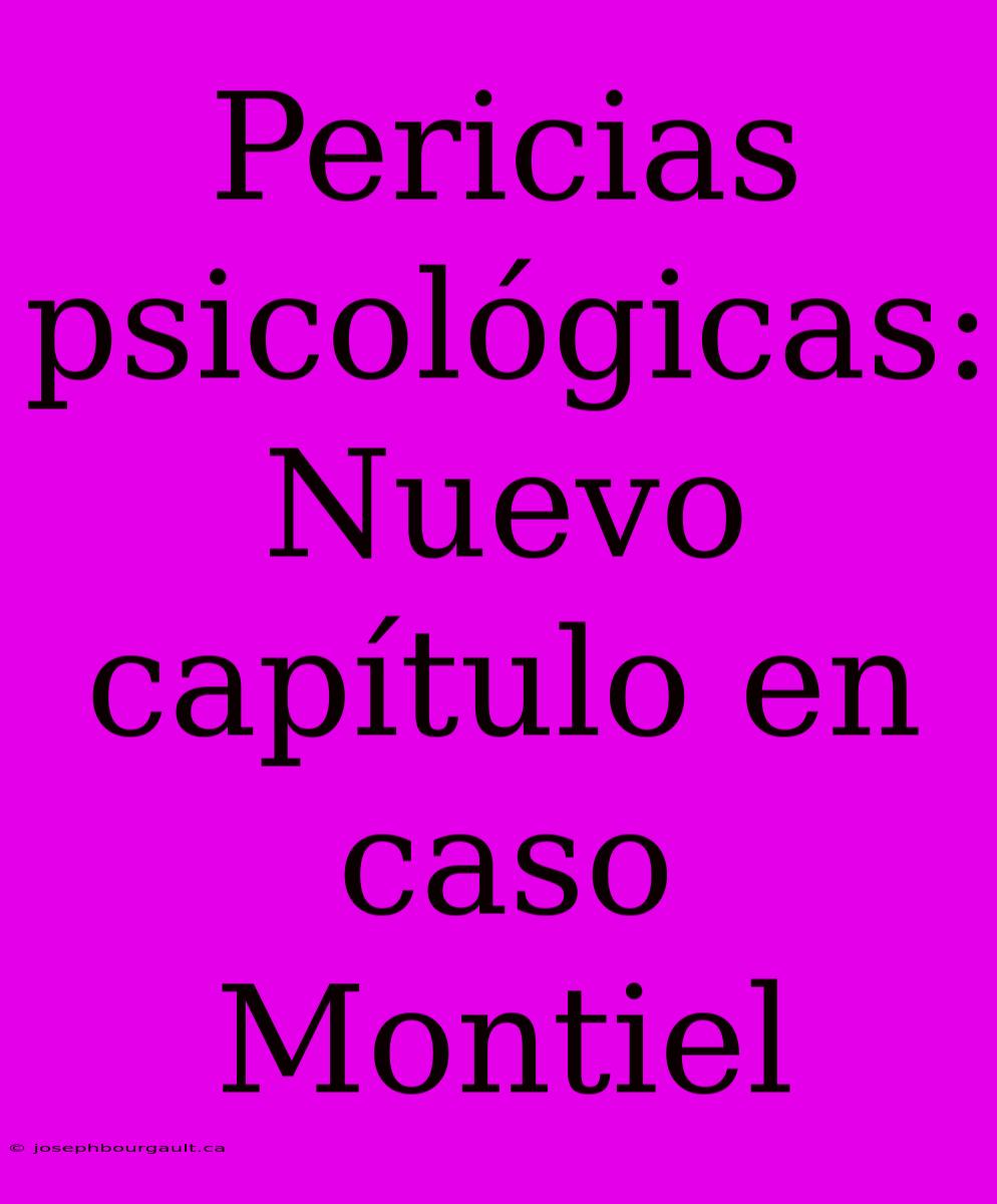 Pericias Psicológicas: Nuevo Capítulo En Caso Montiel