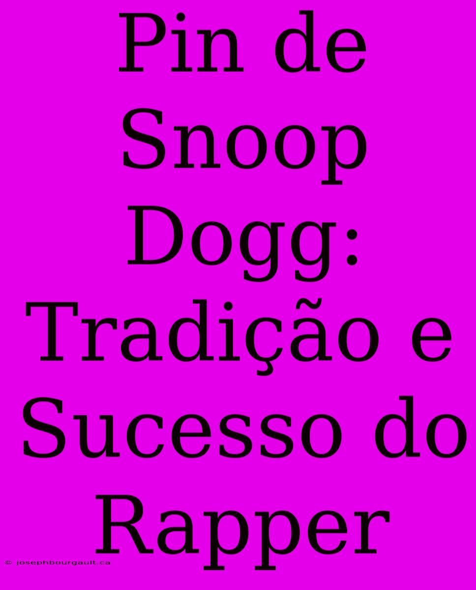 Pin De Snoop Dogg: Tradição E Sucesso Do Rapper