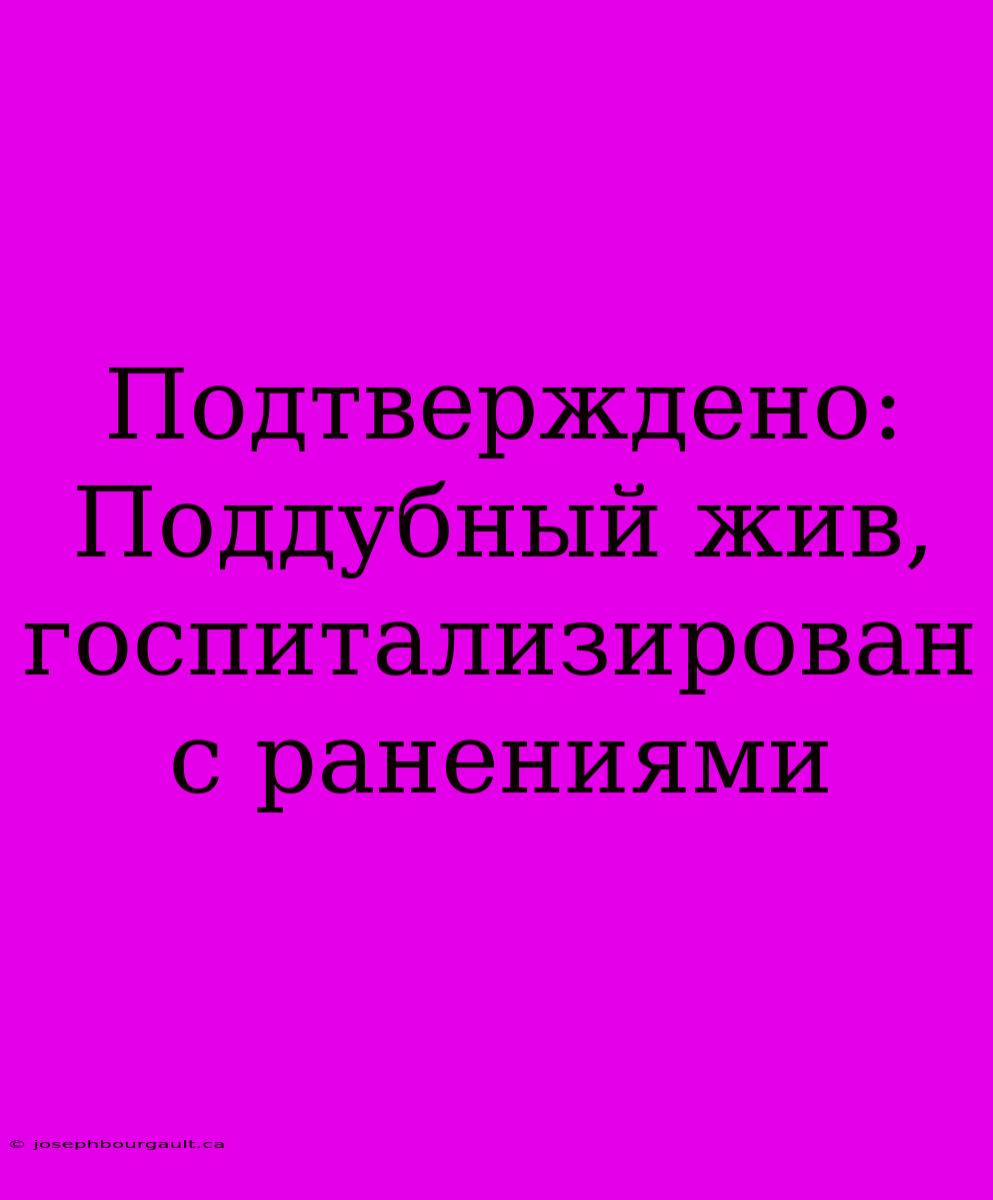 Подтверждено: Поддубный Жив, Госпитализирован С Ранениями