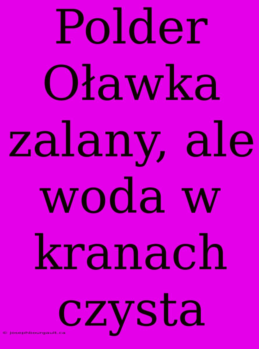 Polder Oławka Zalany, Ale Woda W Kranach Czysta