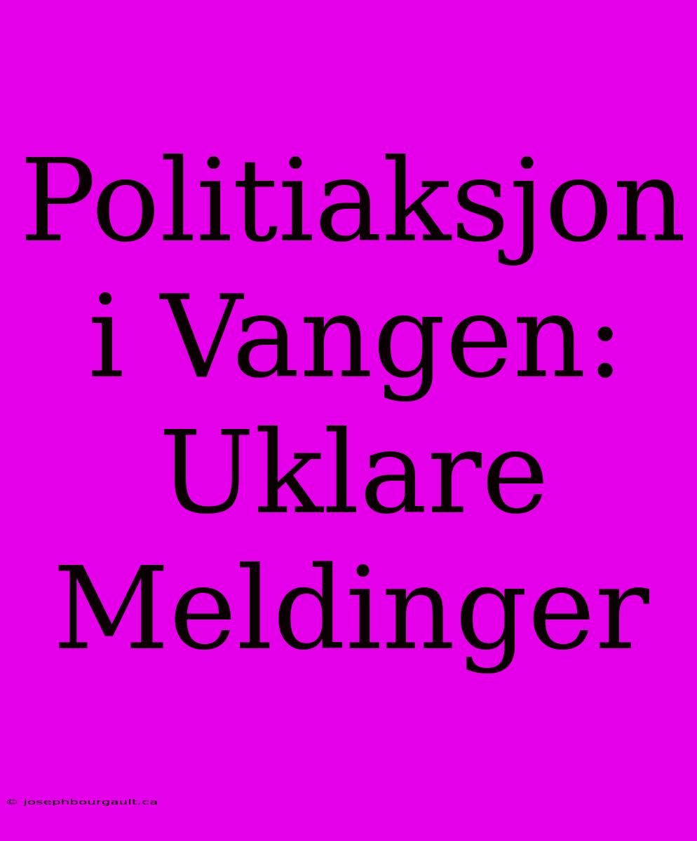 Politiaksjon I Vangen: Uklare Meldinger