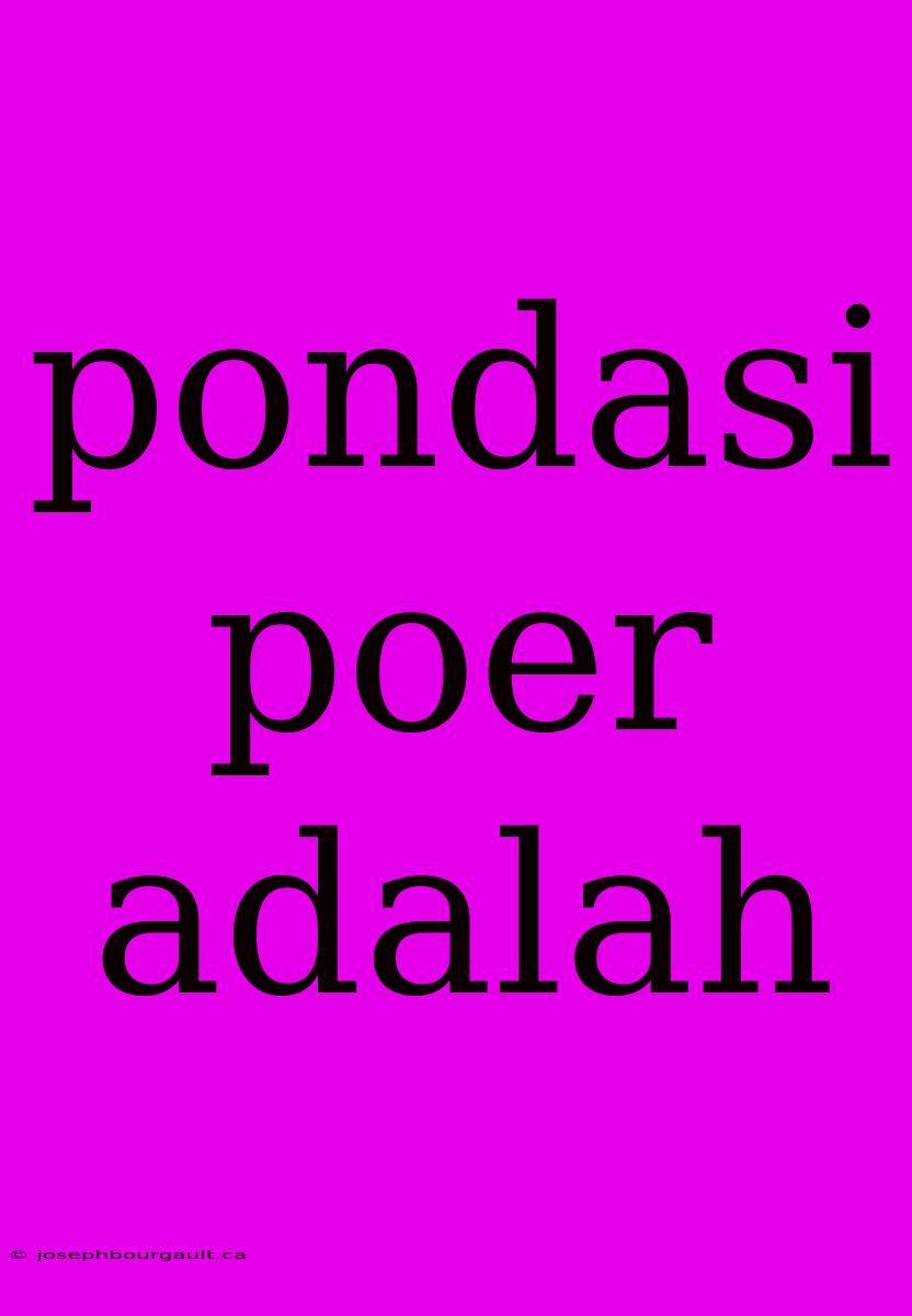 Pondasi Poer Adalah