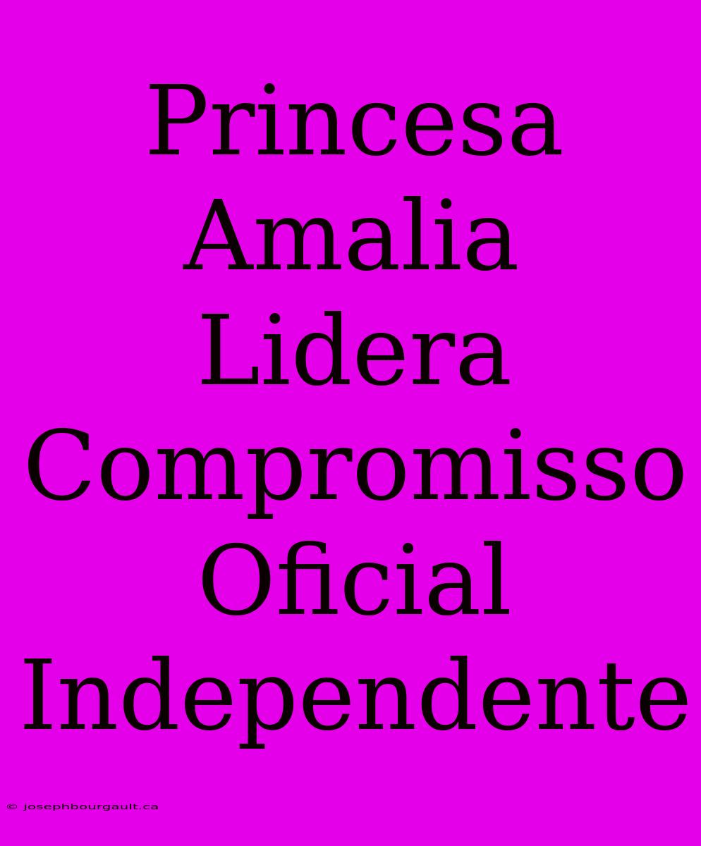 Princesa Amalia Lidera Compromisso Oficial Independente