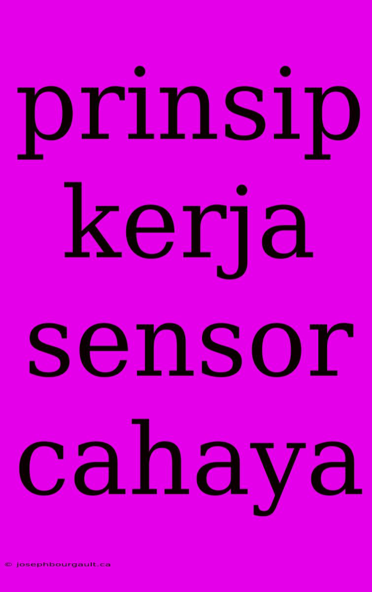 Prinsip Kerja Sensor Cahaya