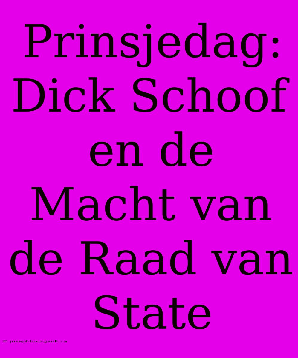 Prinsjedag: Dick Schoof En De Macht Van De Raad Van State