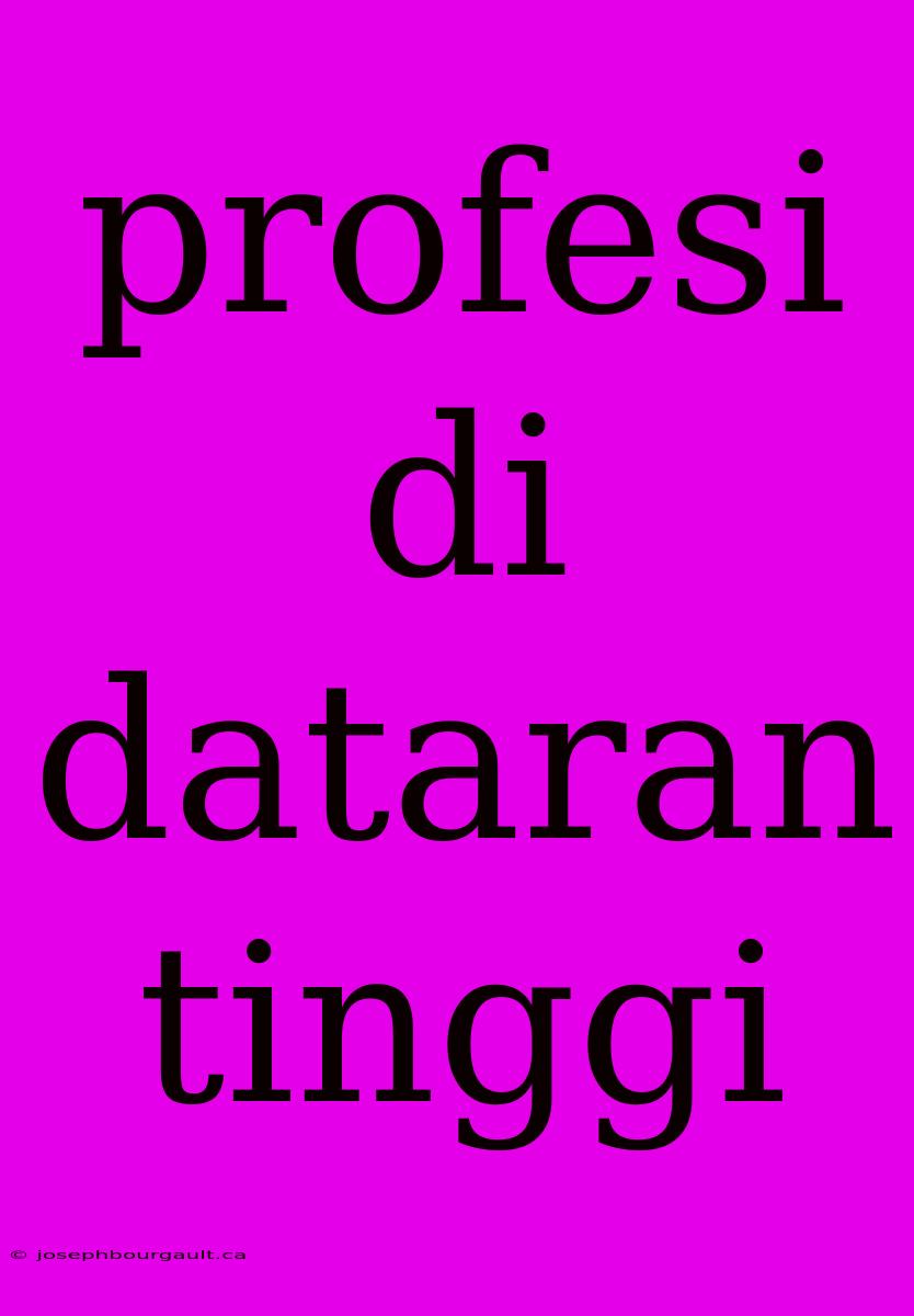 Profesi Di Dataran Tinggi