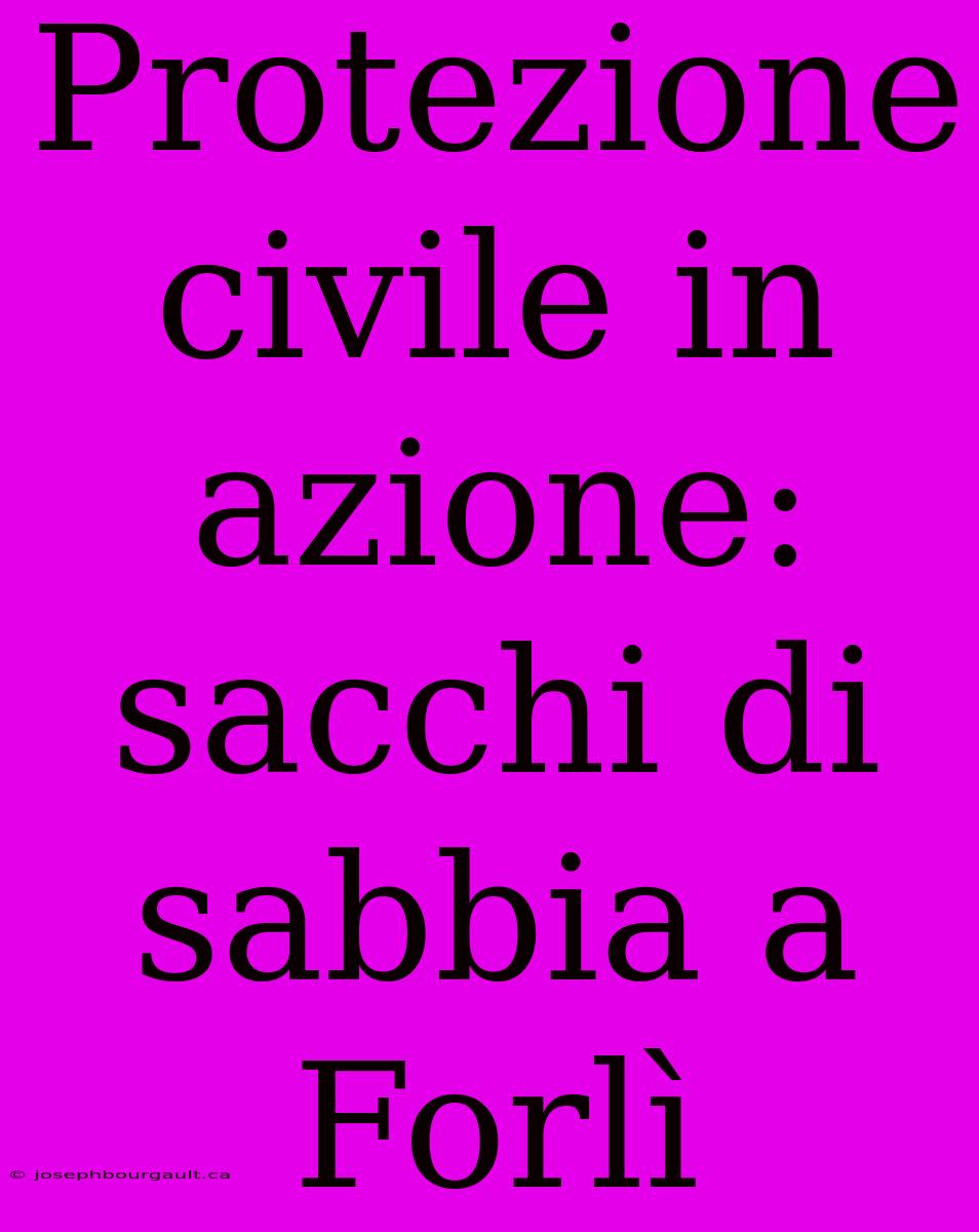 Protezione Civile In Azione: Sacchi Di Sabbia A Forlì