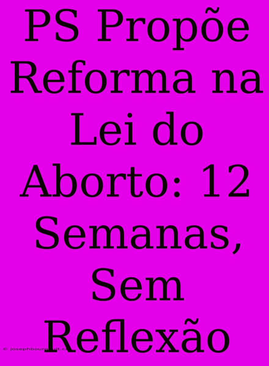 PS Propõe Reforma Na Lei Do Aborto: 12 Semanas, Sem Reflexão