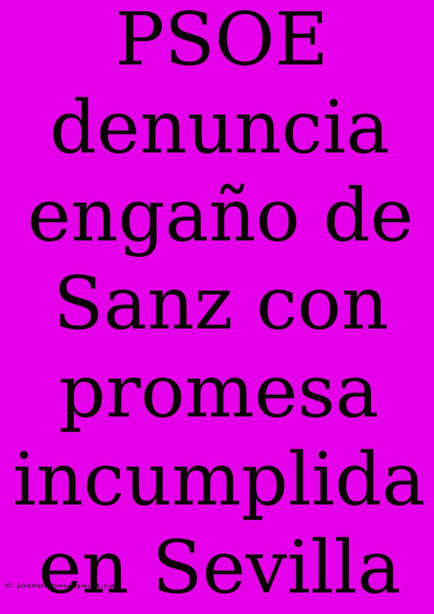 PSOE Denuncia Engaño De Sanz Con Promesa Incumplida En Sevilla