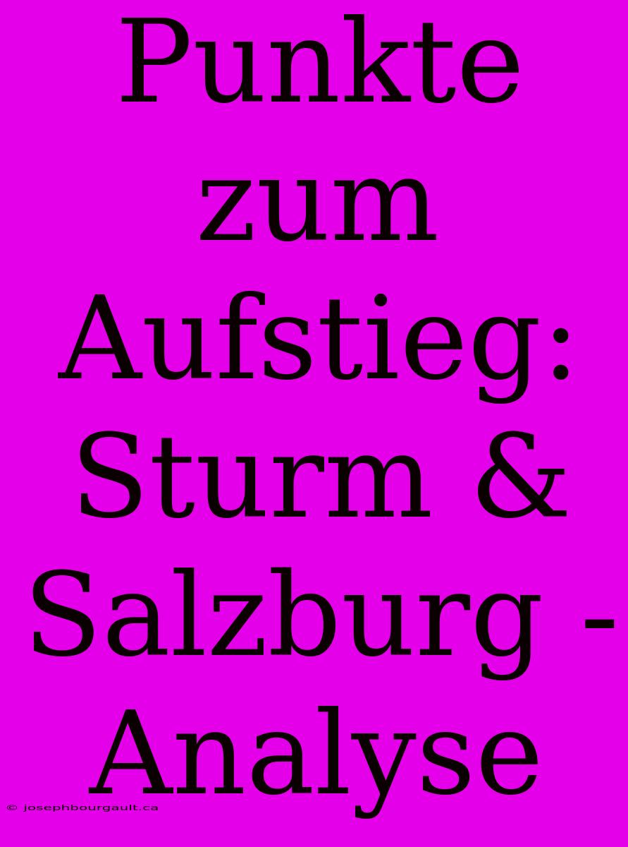 Punkte Zum Aufstieg: Sturm & Salzburg - Analyse