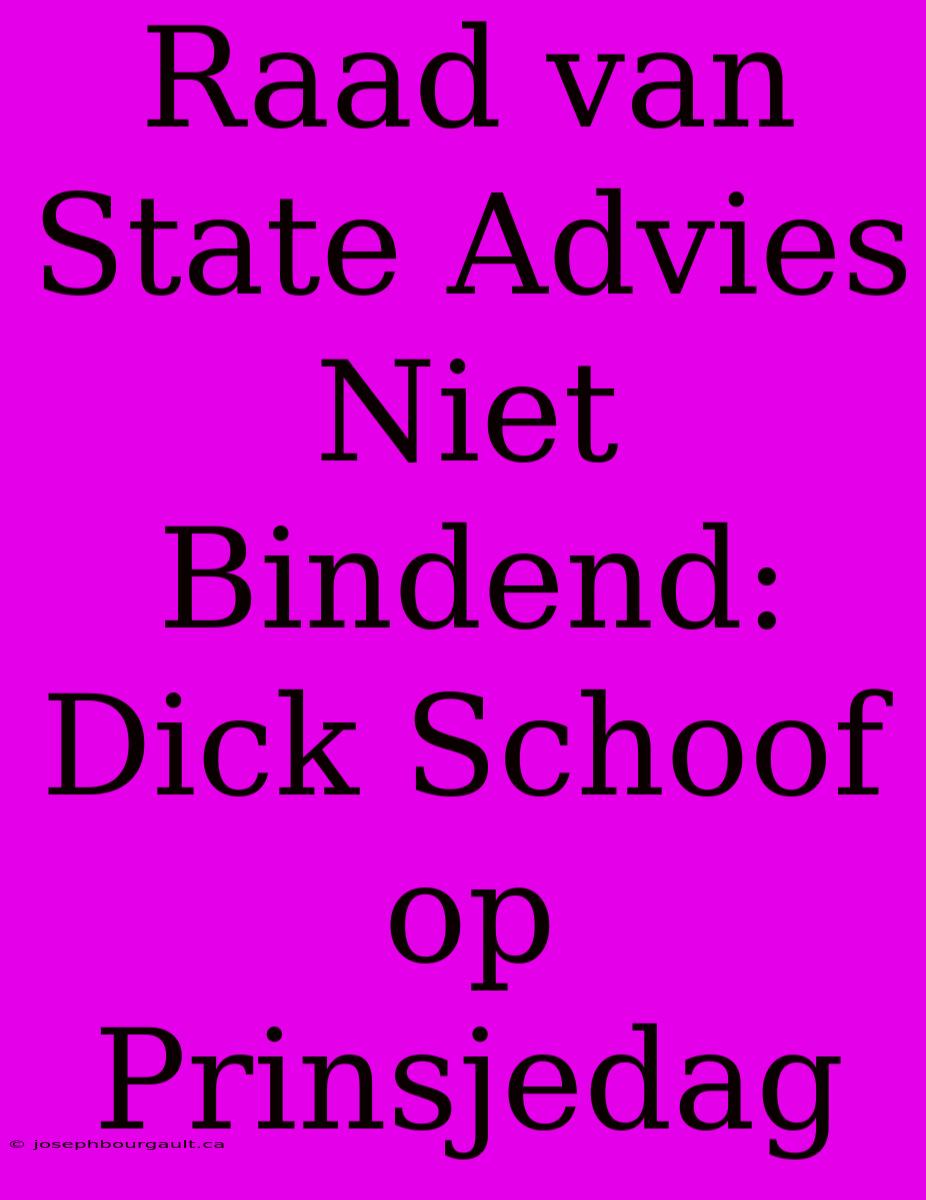 Raad Van State Advies Niet Bindend: Dick Schoof Op Prinsjedag