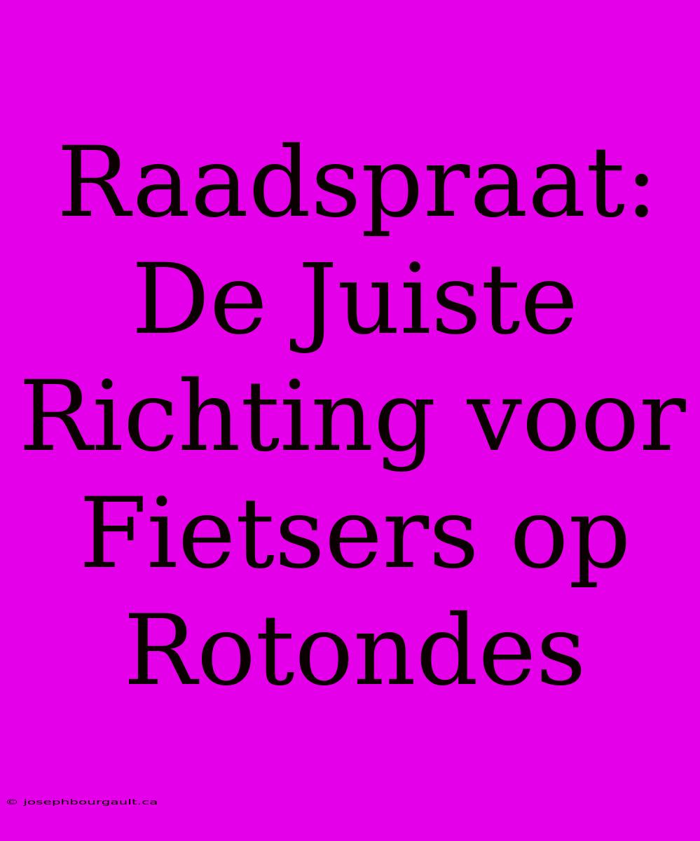 Raadspraat: De Juiste Richting Voor Fietsers Op Rotondes