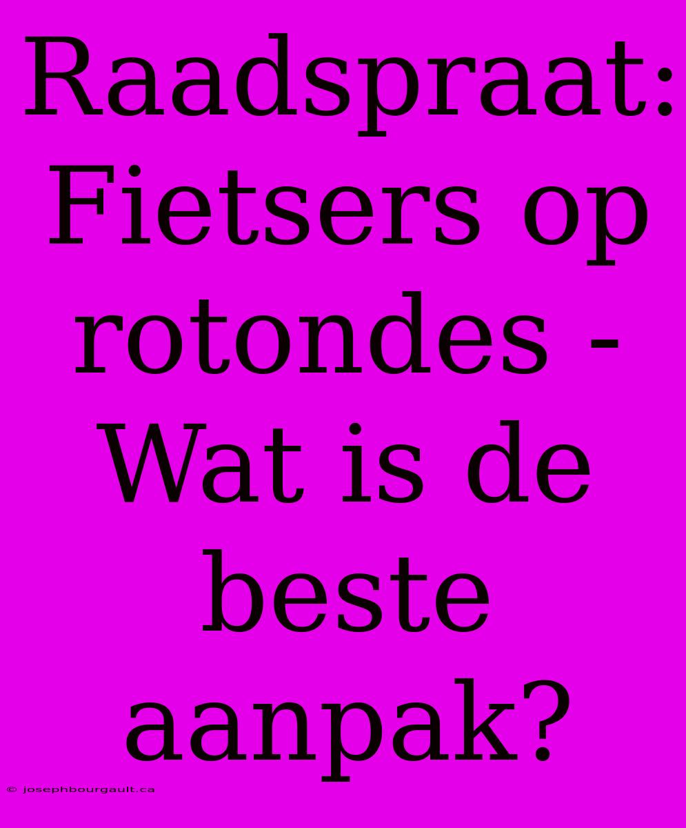 Raadspraat: Fietsers Op Rotondes - Wat Is De Beste Aanpak?