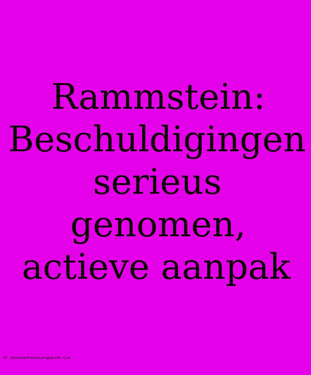 Rammstein:  Beschuldigingen Serieus Genomen, Actieve Aanpak