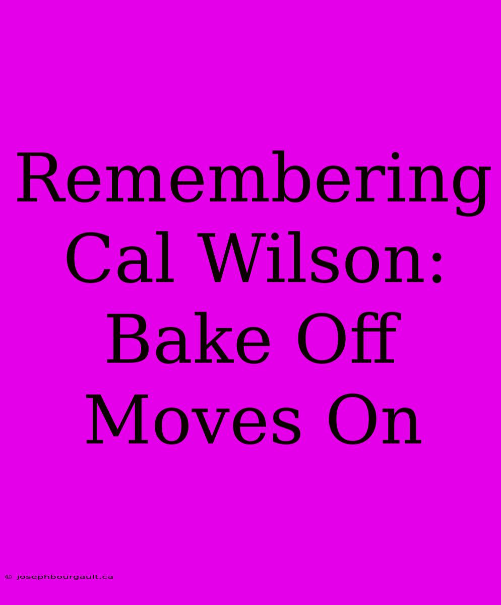 Remembering Cal Wilson: Bake Off Moves On