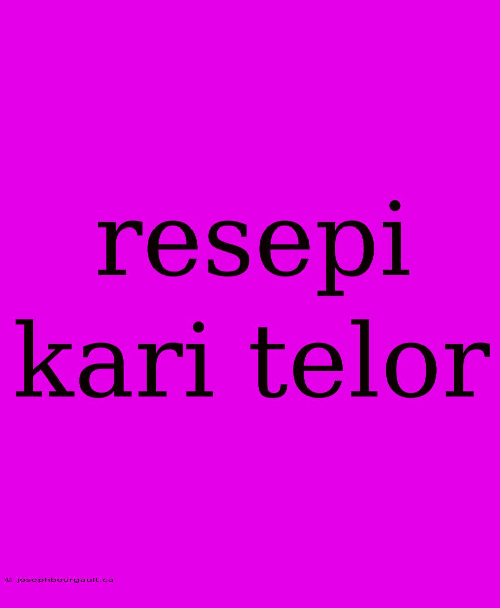 Resepi Kari Telor