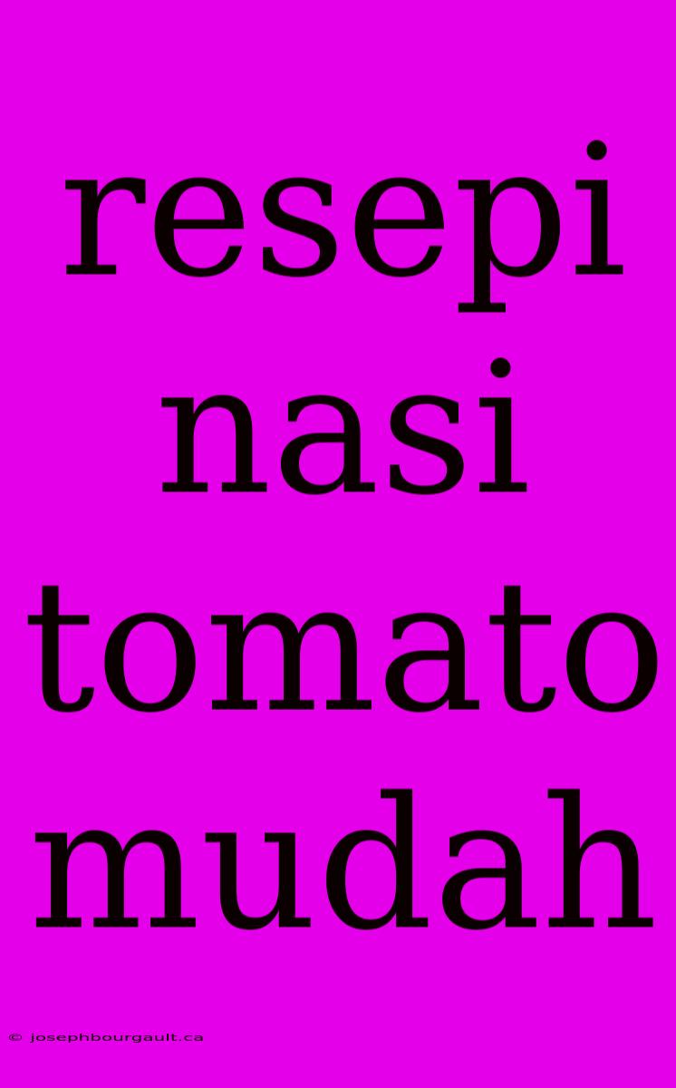 Resepi Nasi Tomato Mudah