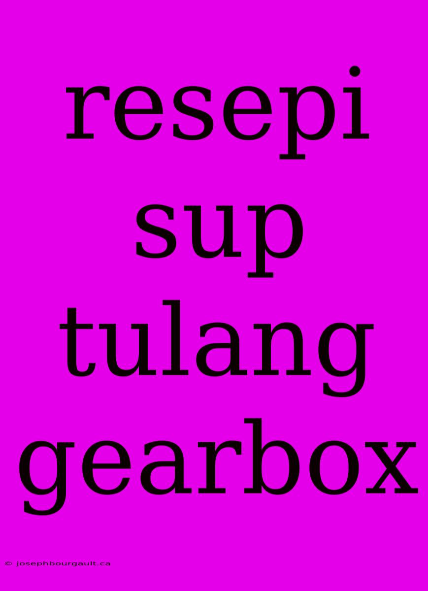 Resepi Sup Tulang Gearbox