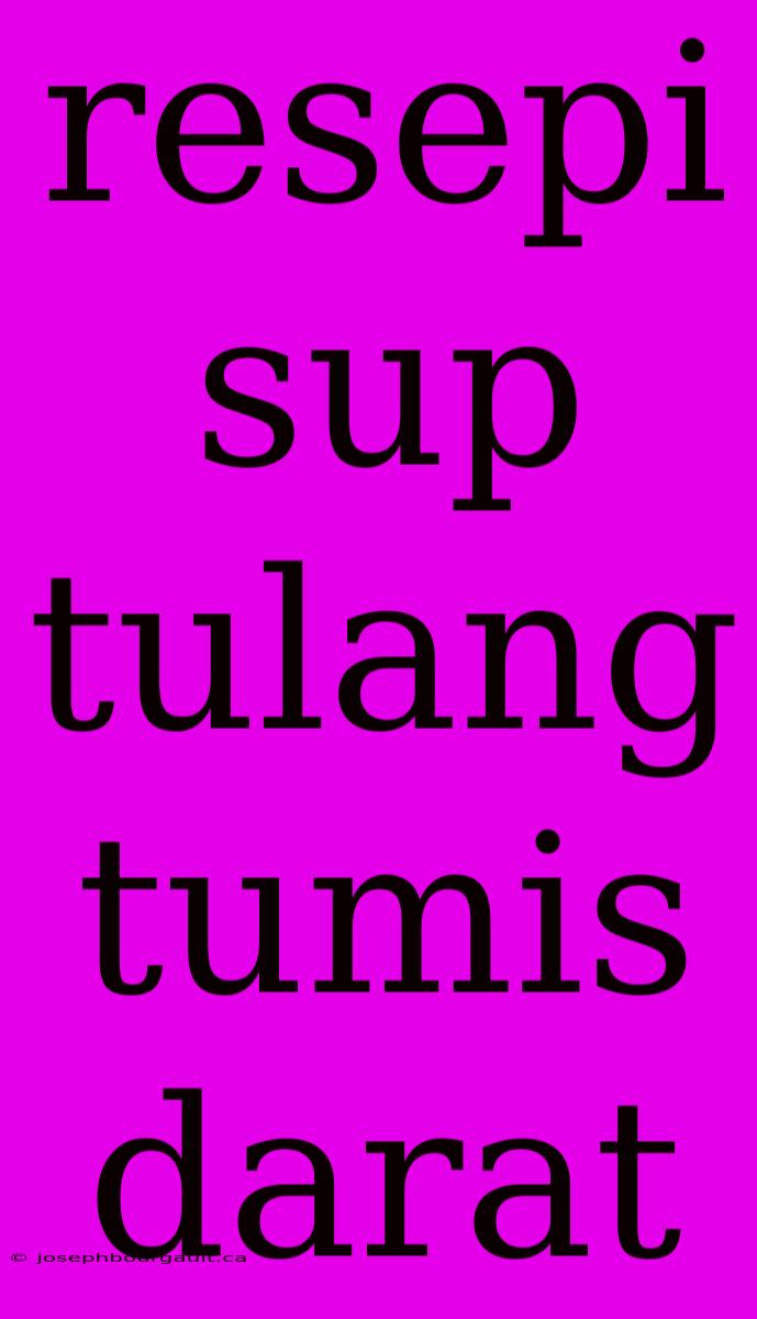 Resepi Sup Tulang Tumis Darat