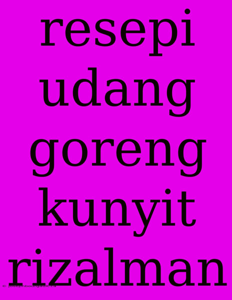 Resepi Udang Goreng Kunyit Rizalman