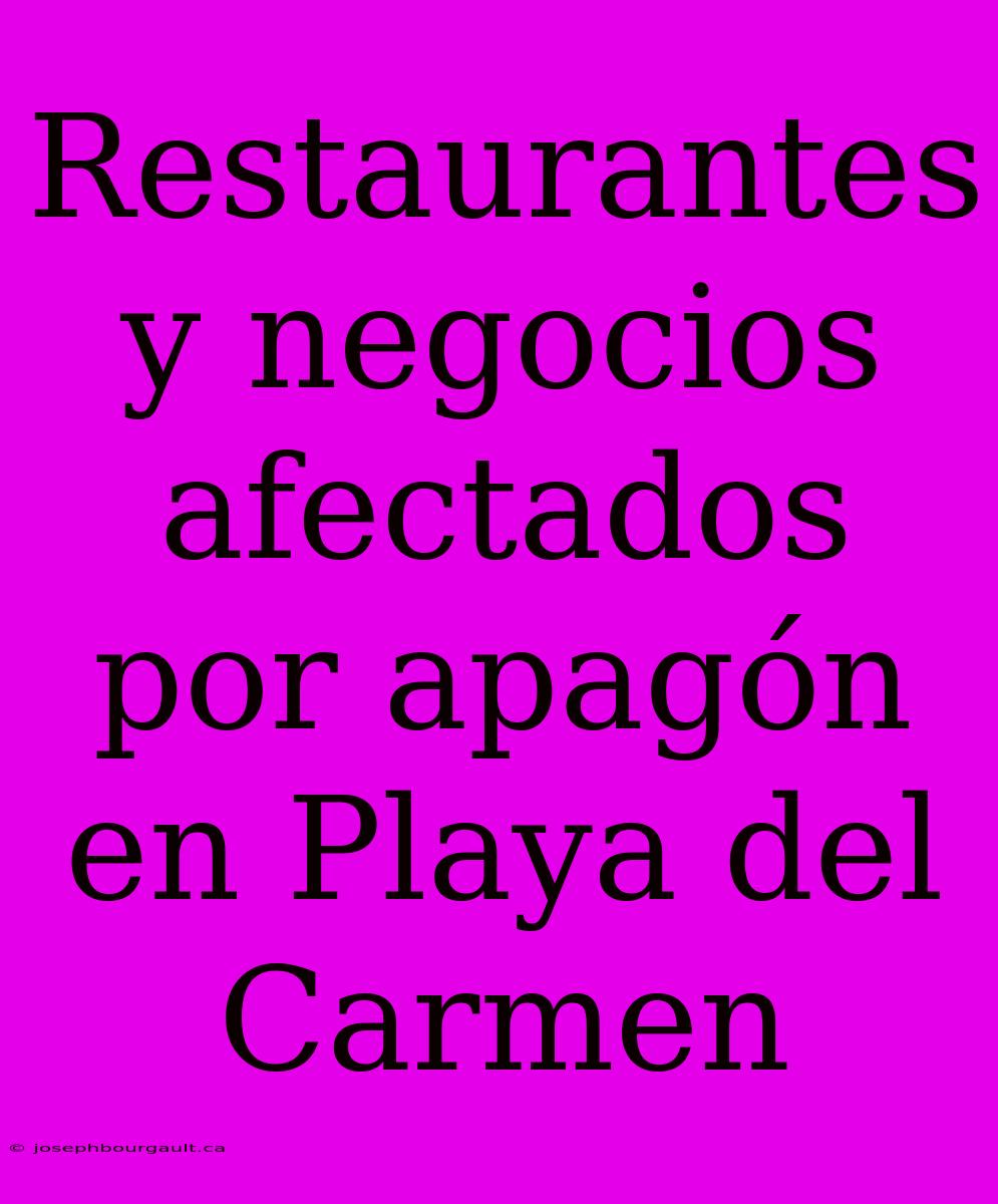 Restaurantes Y Negocios Afectados Por Apagón En Playa Del Carmen