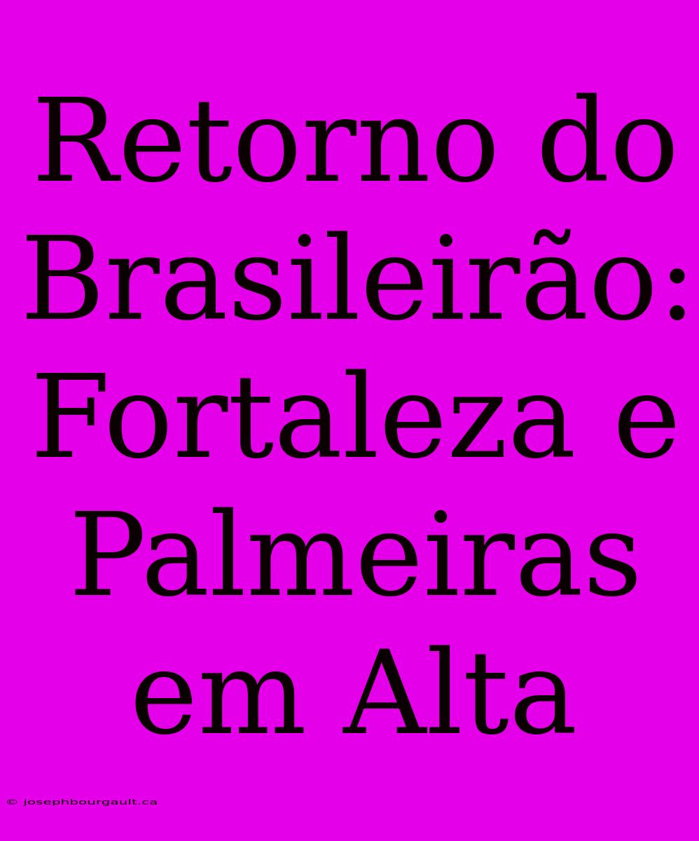 Retorno Do Brasileirão: Fortaleza E Palmeiras Em Alta