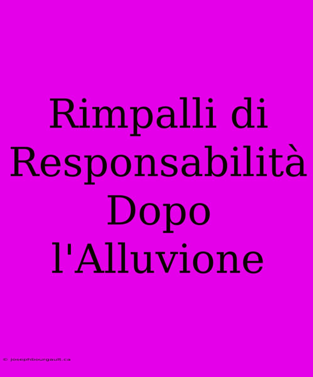 Rimpalli Di Responsabilità Dopo L'Alluvione