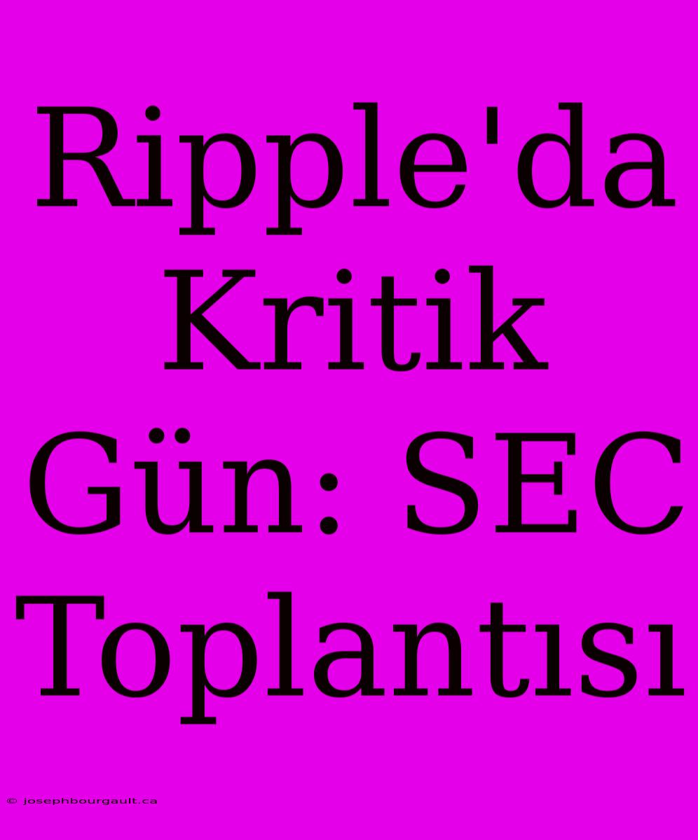 Ripple'da Kritik Gün: SEC Toplantısı