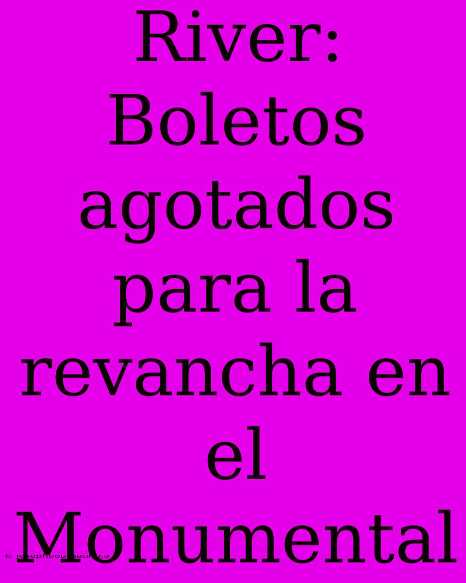 River: Boletos Agotados Para La Revancha En El Monumental