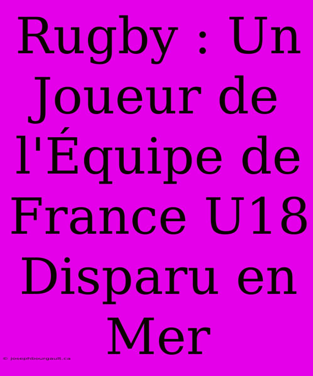 Rugby : Un Joueur De L'Équipe De France U18 Disparu En Mer