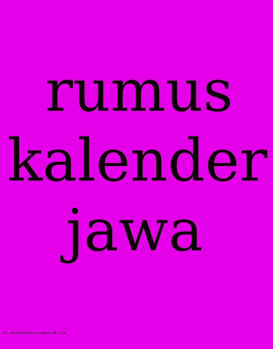 Rumus Kalender Jawa