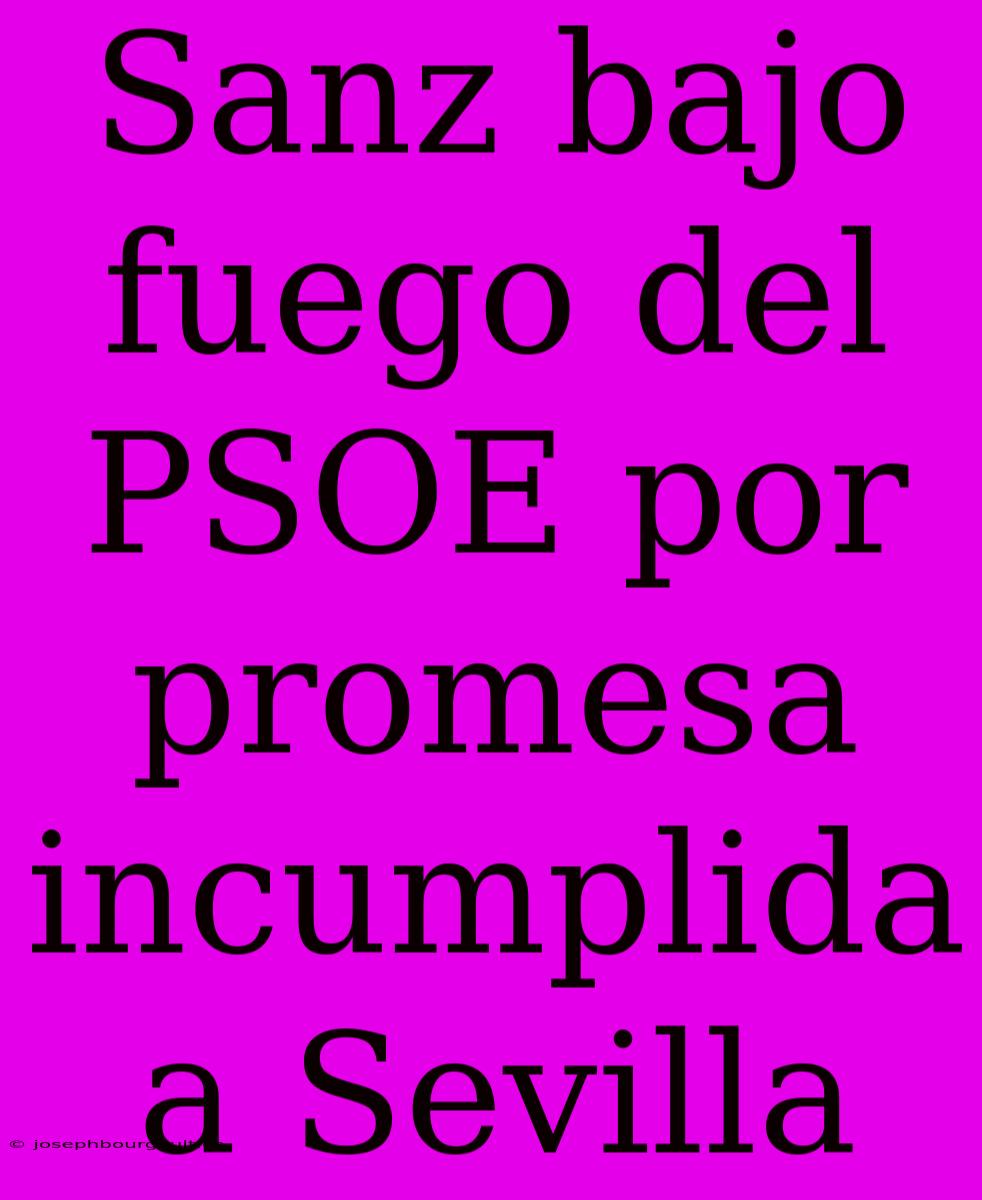 Sanz Bajo Fuego Del PSOE Por Promesa Incumplida A Sevilla